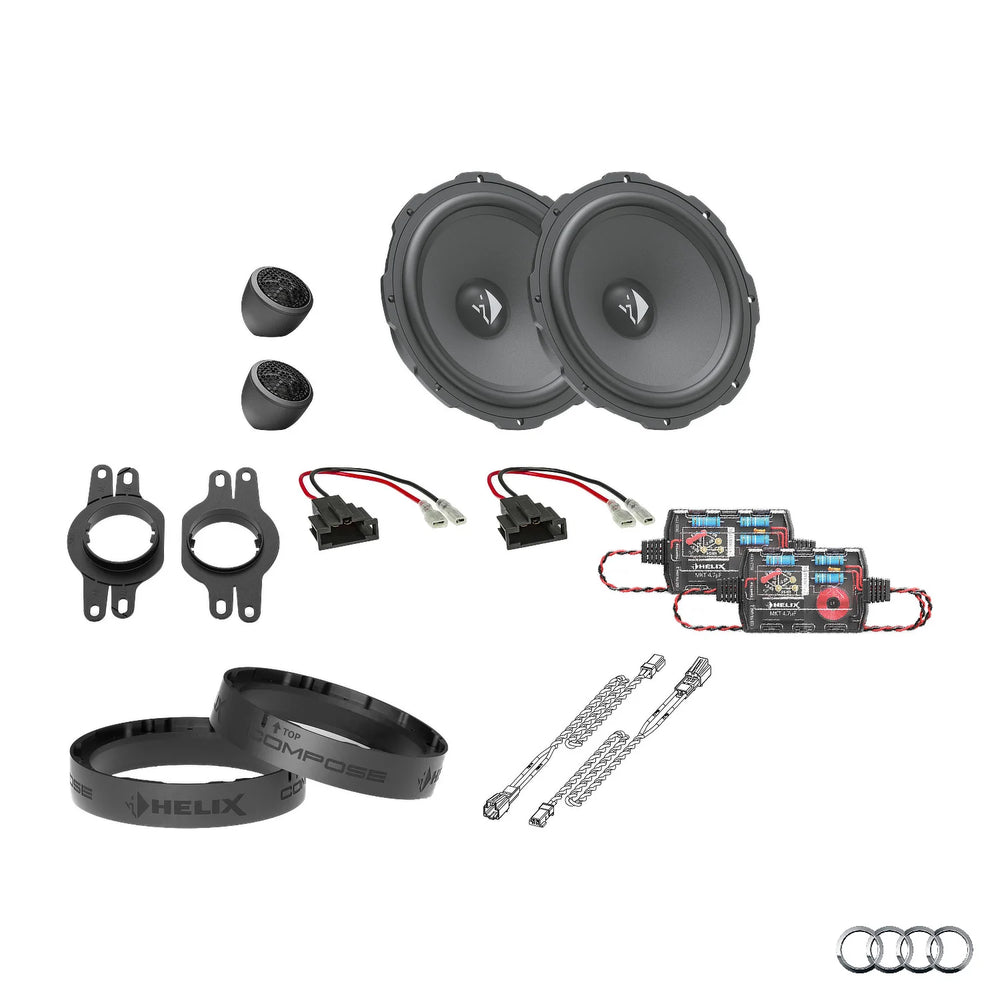 Audi Q4 e-tron HELIX Ci3 front speaker upgrade package with vehicle-specific integration – MC Audio Sydney