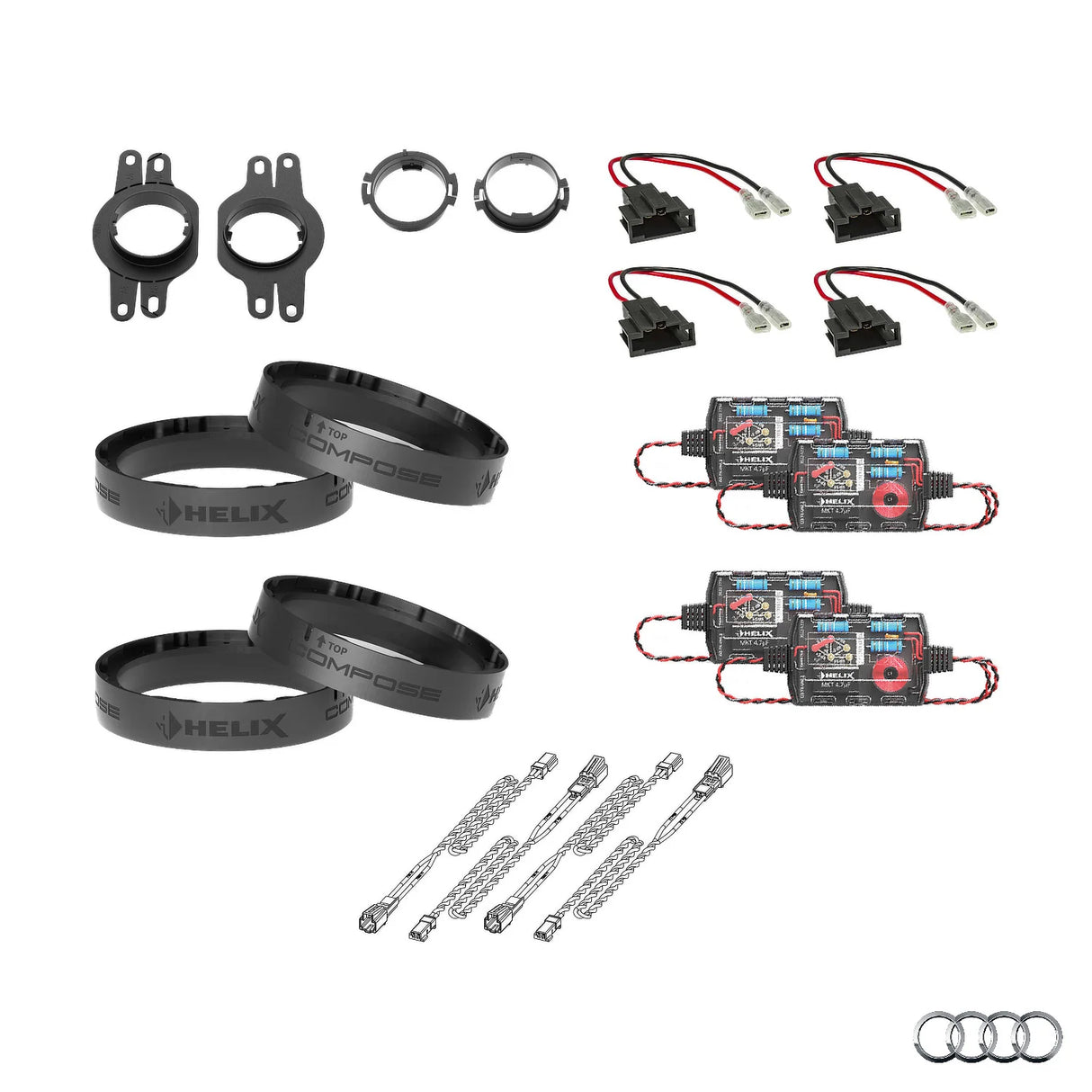 Audi Q4 e-tron HELIX Ci3 speaker upgrade package with vehicle-specific factory integration – MC Audio Sydney