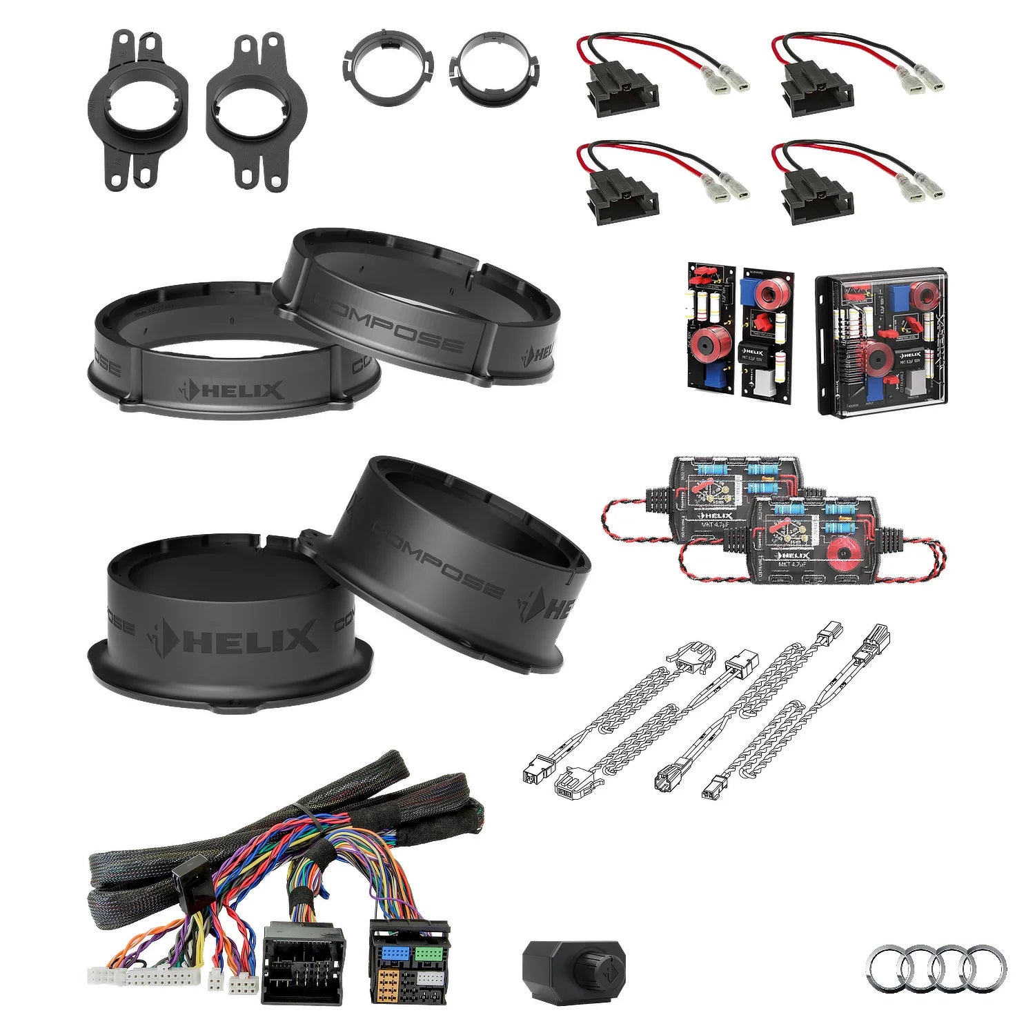 Audi Q5 FY AudiSound HELIX Ci3 Ci5 speaker subwoofer and DSP amplifier upgrade package – MC Audio Sydney