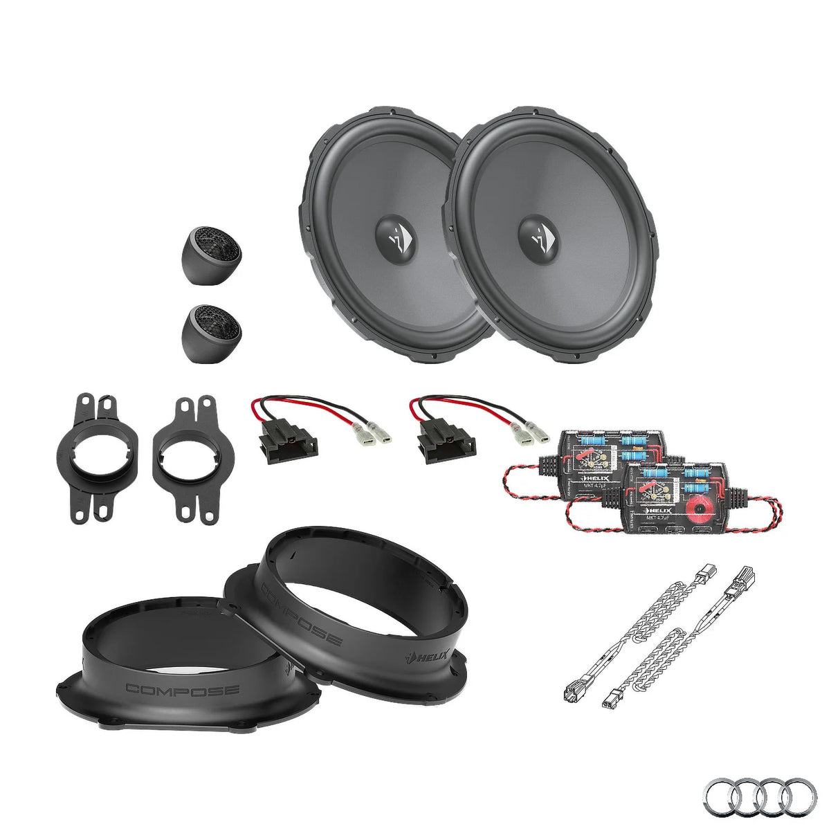 Audi Q7 4M HELIX Ci3 front speaker upgrade package with vehicle-specific integration – MC Audio Sydney