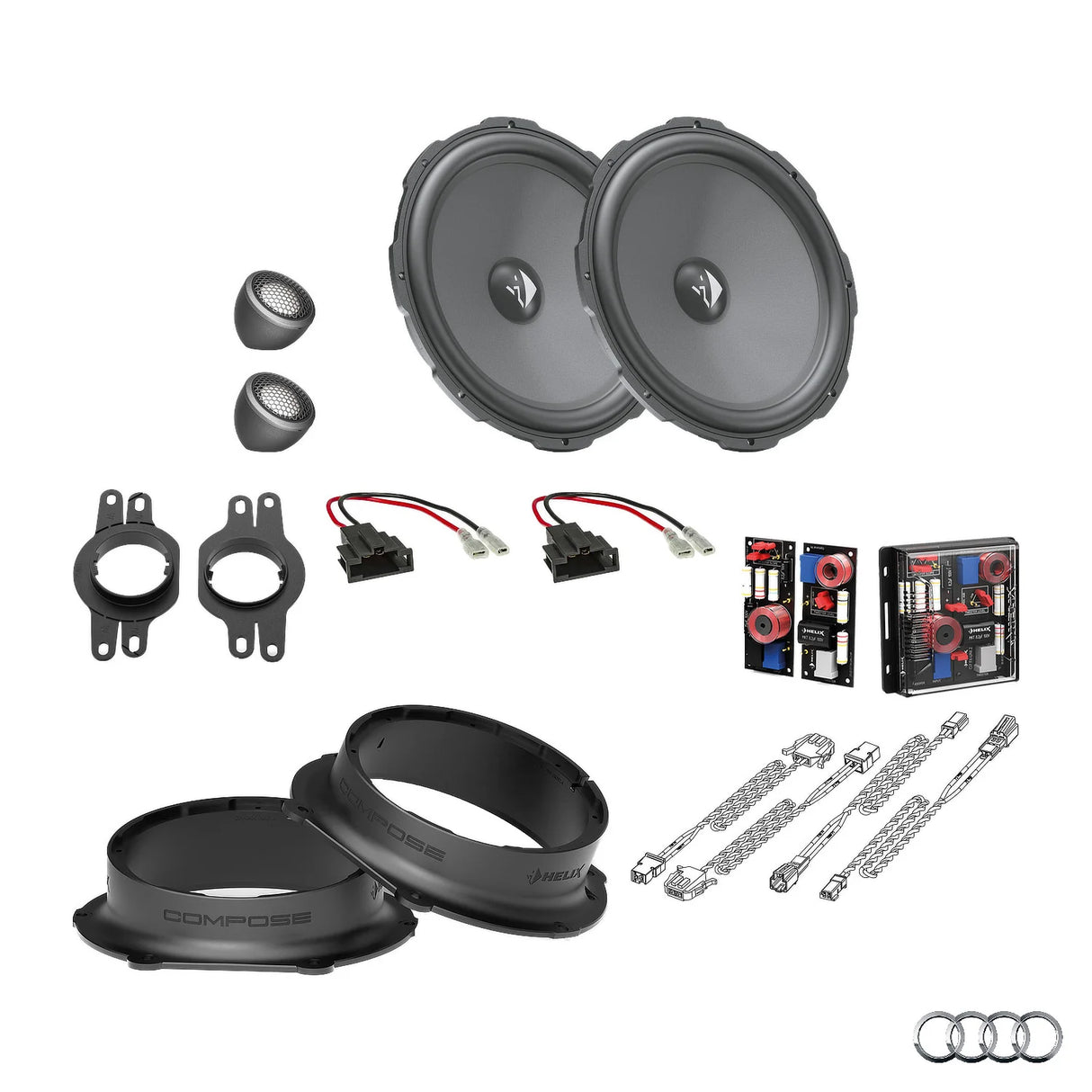 Audi Q8 4M HELIX Ci3 Ci5 front speaker upgrade package with vehicle-specific integration – MC Audio Sydney