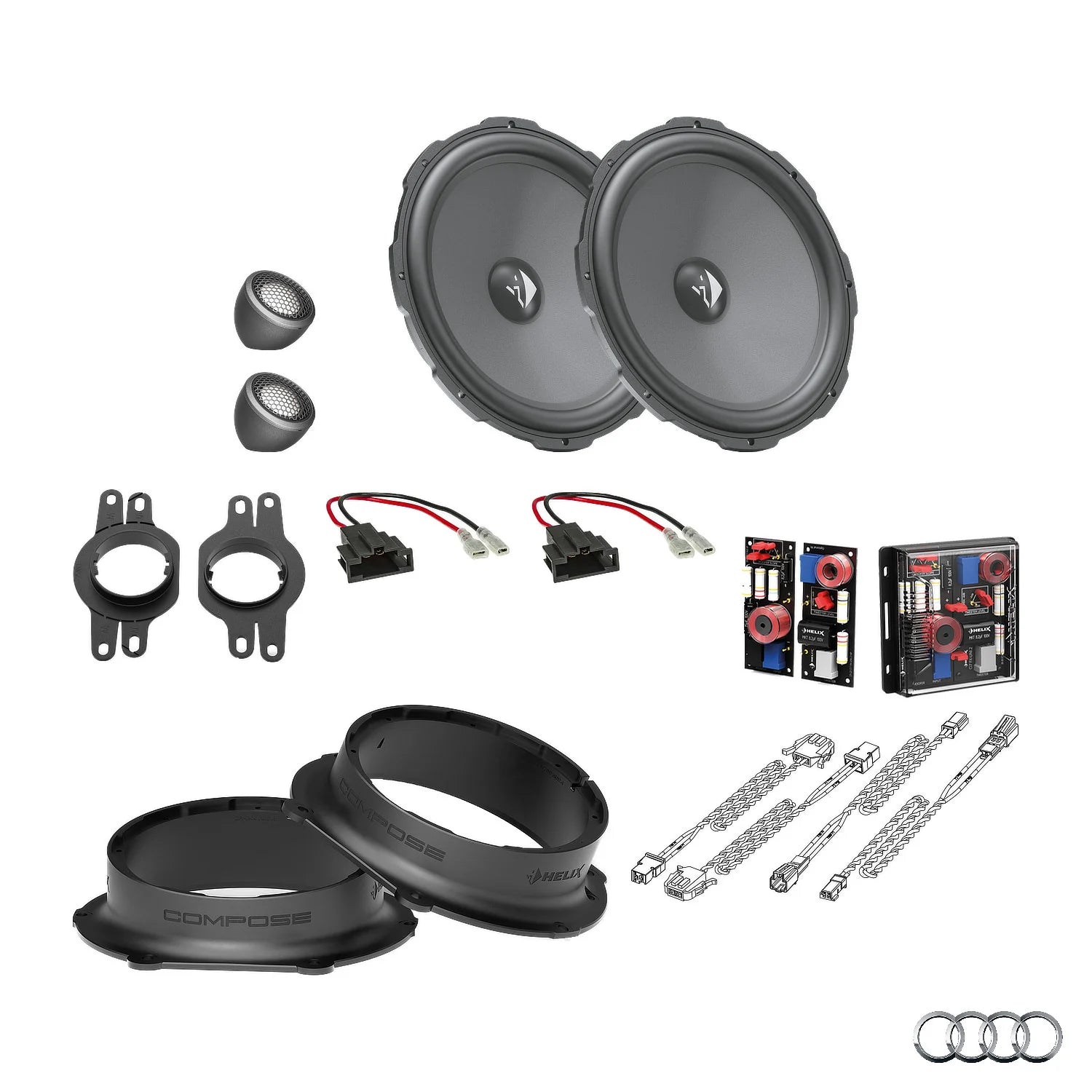 Audi Q8 4M HELIX Ci3 Ci5 front speaker upgrade package with vehicle-specific integration – MC Audio Sydney