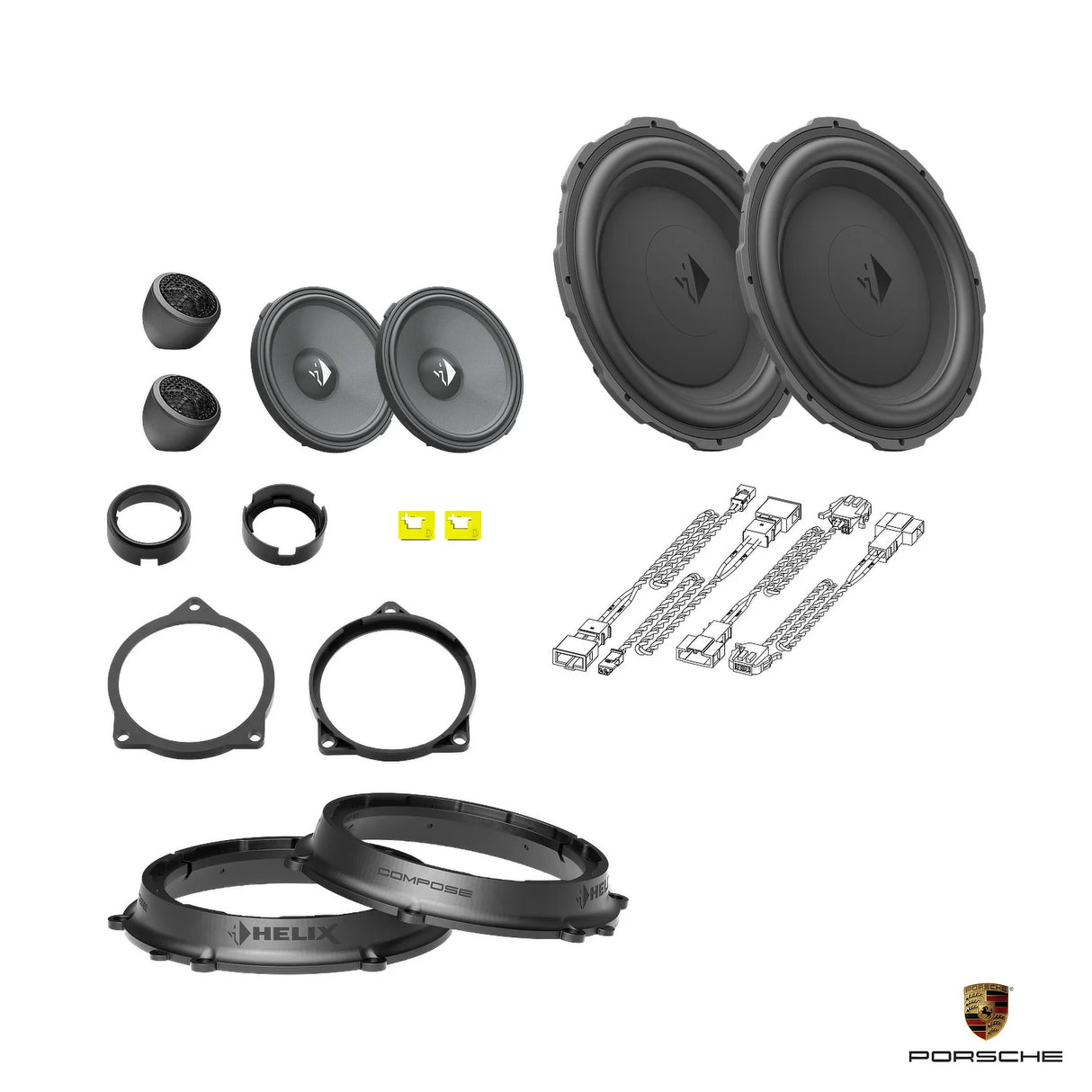 Plug and play HELIX Ci3 Ci5 front speaker upgrade for Porsche Boxster 982 718 BOSE with enhanced bass – MC Audio Sydney
