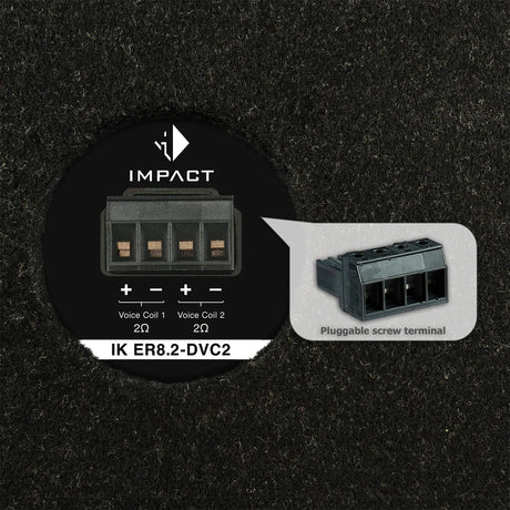 HELIX IK ER8.2-DVC2 rear panel and dual voice coil terminal detail 2x2 ohm – by MC Audio Sydney