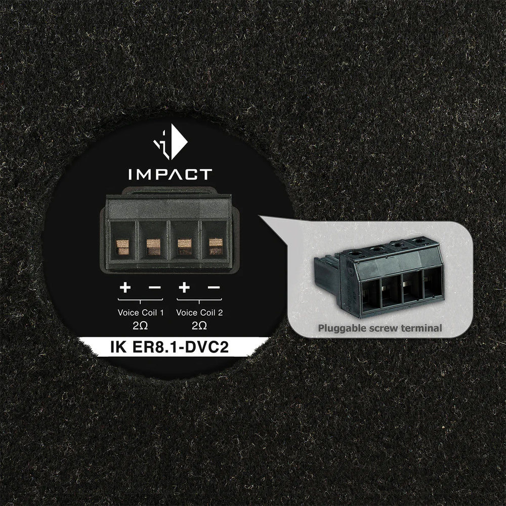HELIX IK ER8.1-DVC2 rear panel and dual voice coil terminal detail 2x2 ohm – by MC Audio Sydney