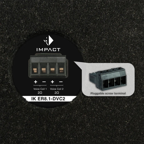 HELIX IK ER8.1-DVC2 rear panel and dual voice coil terminal detail 2x2 ohm – by MC Audio Sydney