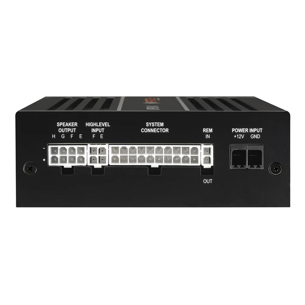 MATCH UP 8DSP side profile heatsink and compact housing detail – by MC Audio Sydney