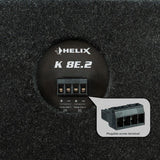Original packaging for HELIX K 8E.2 8” 300W RMS vented subwoofer box | 2×2 Ω – by MC Audio Sydney