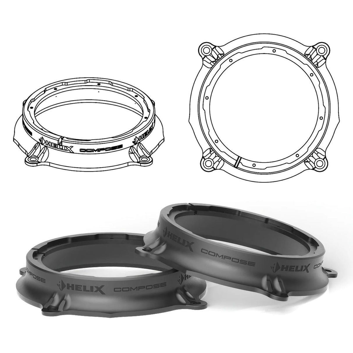 HELIX FlexMount CFMK200 - 8" 3D Printed Speaker Adapter | Pair