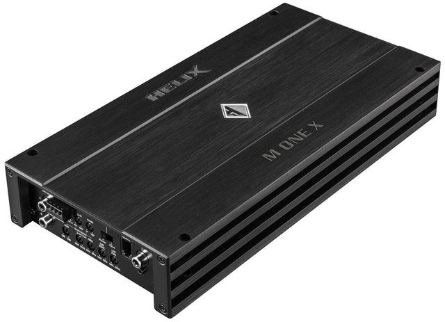 HELIX M ONE X mono digital amplifier with TwinPower Link 1 ohm stable front view – by MC Audio Sydney