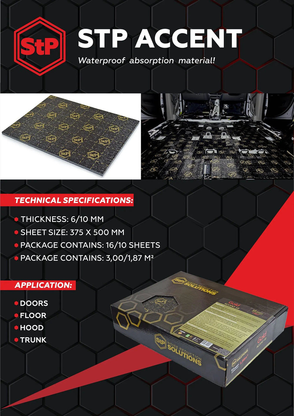 High-performance material engineered to reduce vibration, improve thermal insulation and enhance cabin comfort.