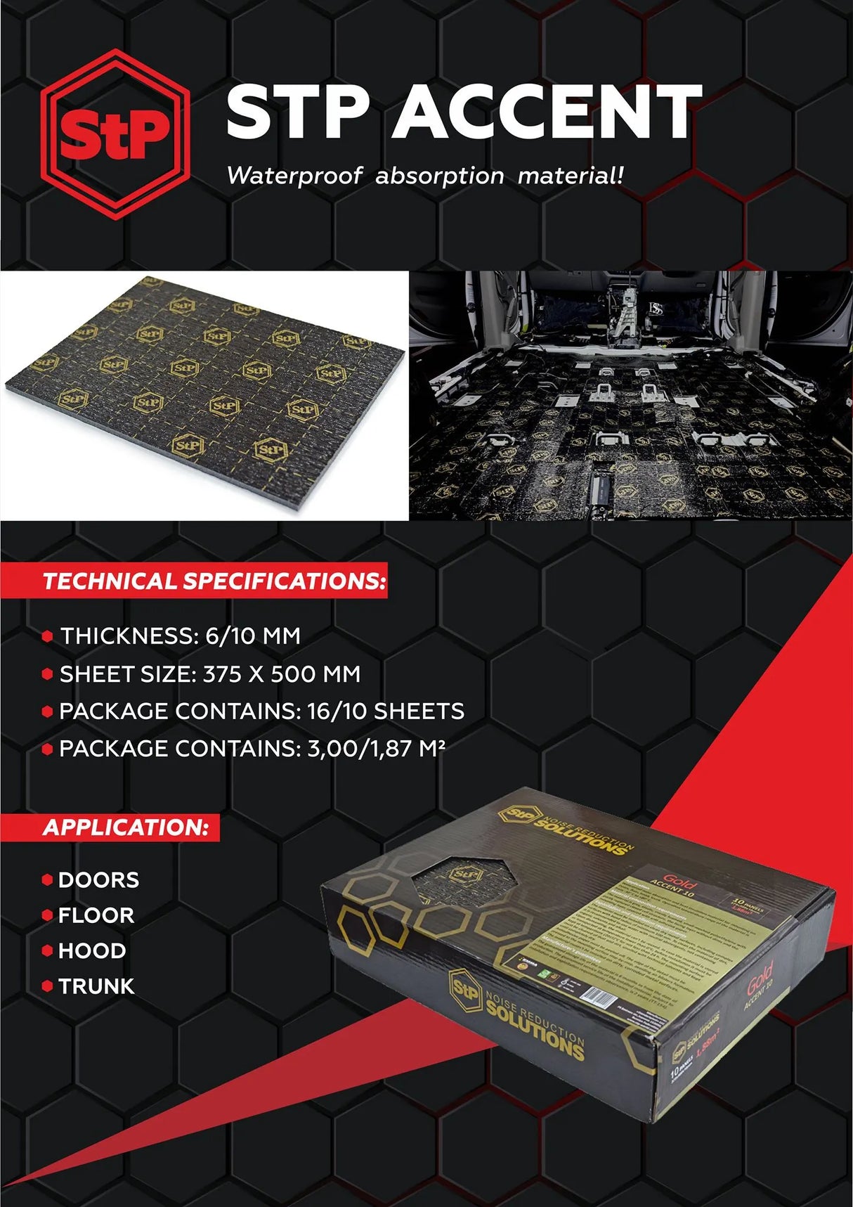High-performance material engineered to reduce vibration, improve thermal insulation and enhance cabin comfort.