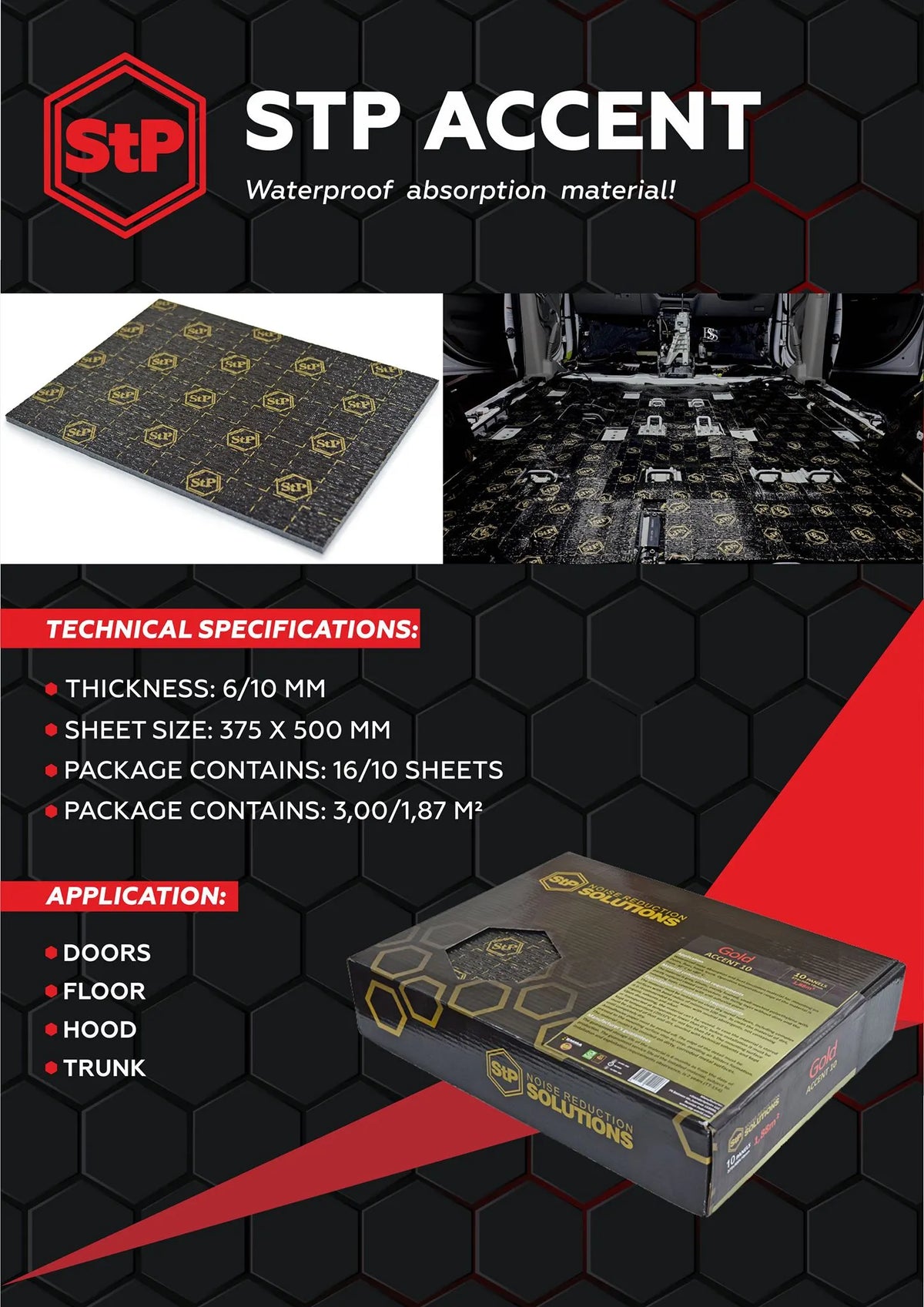 High-performance material engineered to reduce vibration, improve thermal insulation and enhance cabin comfort.