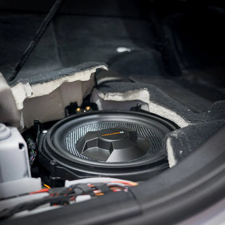 MATCH UP W8BMW-S under-seat 8 inch subwoofer driver close-up 2Ω Plug and Play – MC Audio Sydney