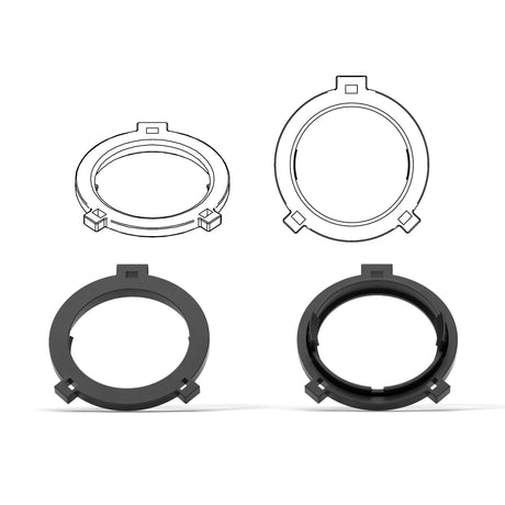 HELIX FlexMount CFMK20 1 inch speaker adapter full product view – MC Audio Sydney