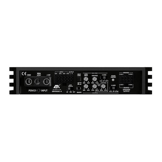 ESX QM 500.4 input and output connections – 4×125 W RMS mini digital amplifier by MC Audio Sydney