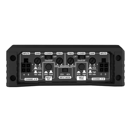 HELIX AMPLIFY 204 X-Over 24V control panel and active crossover adjustment detail – by MC Audio Sydney