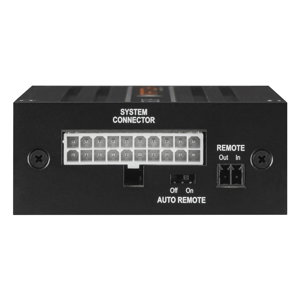 Rear connection panel showing high level inputs and system integration ports.