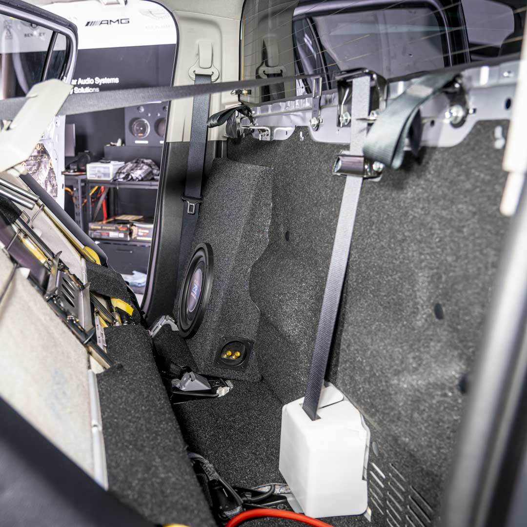 BASSER Toyota Hilux dual cab bass enclosure interior view – MC Audio Sydney
