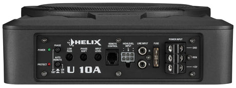 HELIX U 10A under seat slim subwoofer profile and amplifier detail – by MC Audio Sydney