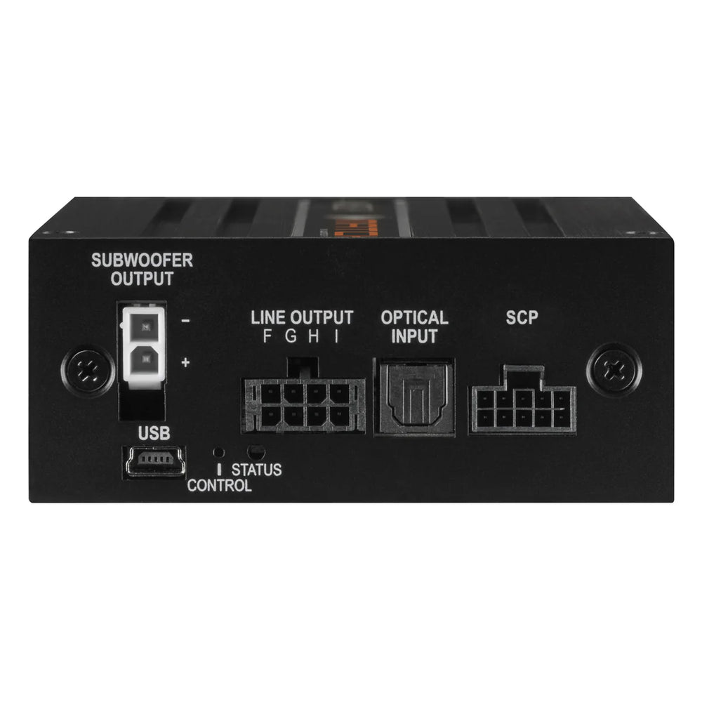 Side panel connections designed for plug and play integration with vehicle audio systems.