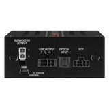Side panel connections designed for plug and play integration with vehicle audio systems.