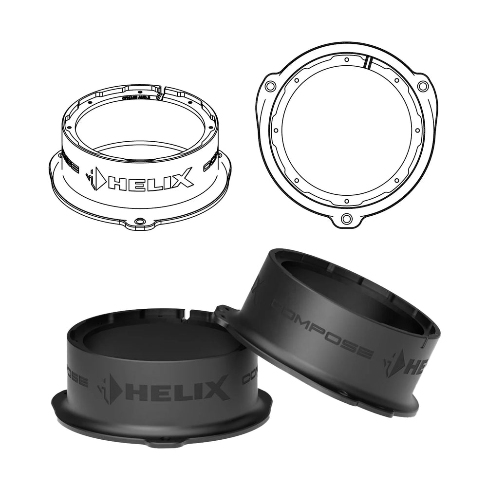 HELIX FlexMount CFMK165 side profile adapter thickness detail – by MC Audio Sydney