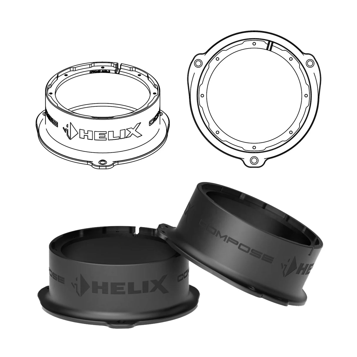 HELIX FlexMount CFMK165 side profile adapter thickness detail – by MC Audio Sydney
