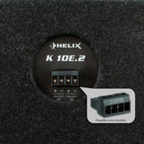 HELIX K 10E rear view – 10” 300W RMS 2×2Ω vented subwoofer enclosure by MC Audio Sydney