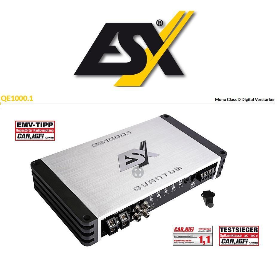 ESX QE1000.1 mono digital 1-channel amplifier | 1000W RMS with bass remote – by MC Audio Sydney