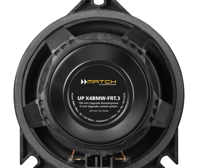MATCH UP X4BMW-FRT.3 coaxial speaker cone detail – 4” BMW & MINI Type 3 FlexMount design by MC Audio Sydney