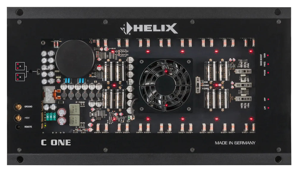 HELIX C ONE amplifier connections – mono Class AB 1-channel car amplifier by MC Audio Sydney
