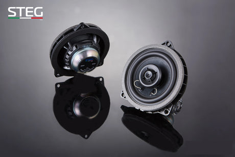 STEG Direct Fit BM4 4” 2-way coaxial speaker set – plug and play car audio upgrade by MC Audio Sydney