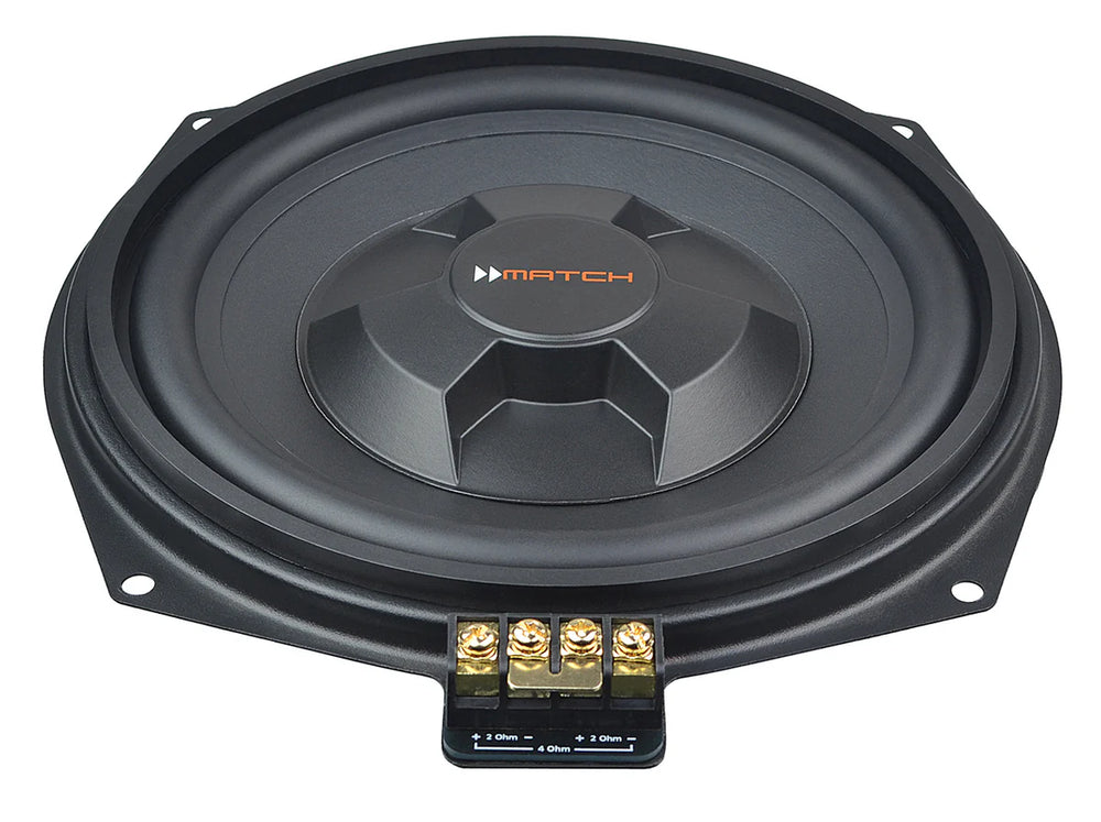 : MATCH MW 8BMW-D 8 inch Plug and Play under-seat flat subwoofer pair for BMW and MINI dual 2 ohm – by MC Audio Sydney