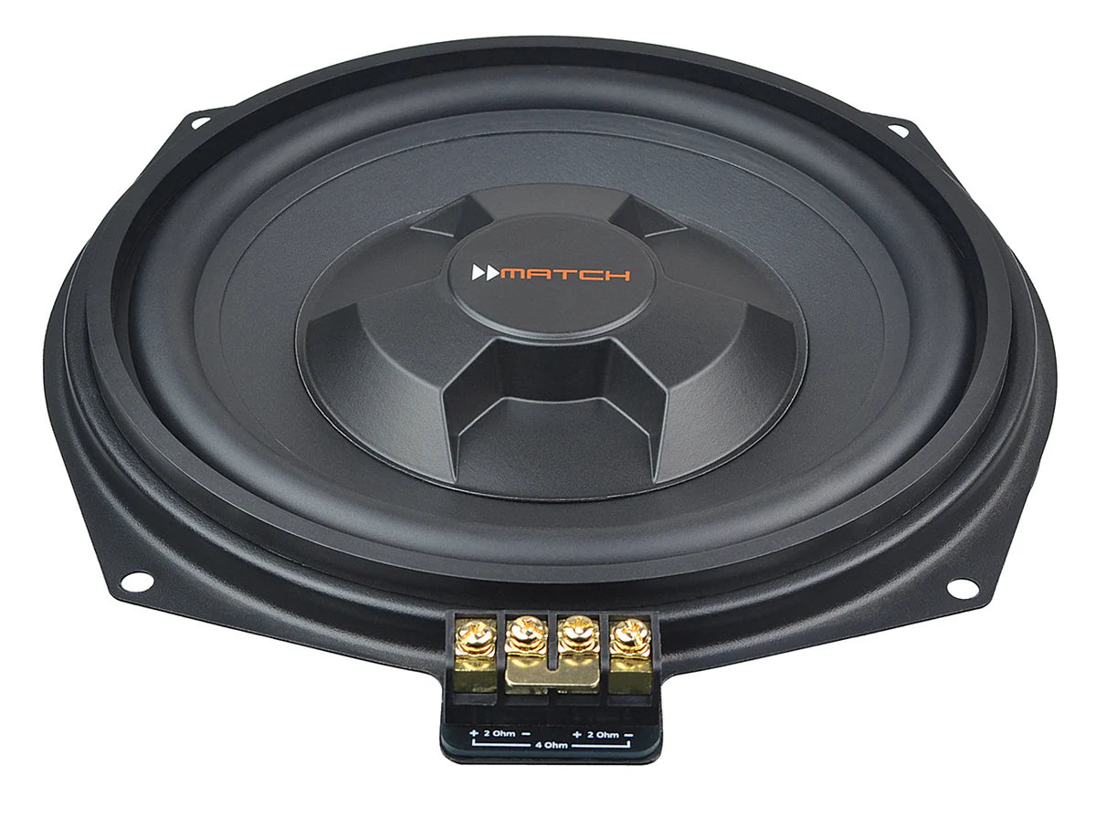 : MATCH MW 8BMW-D 8 inch Plug and Play under-seat flat subwoofer pair for BMW and MINI dual 2 ohm – by MC Audio Sydney