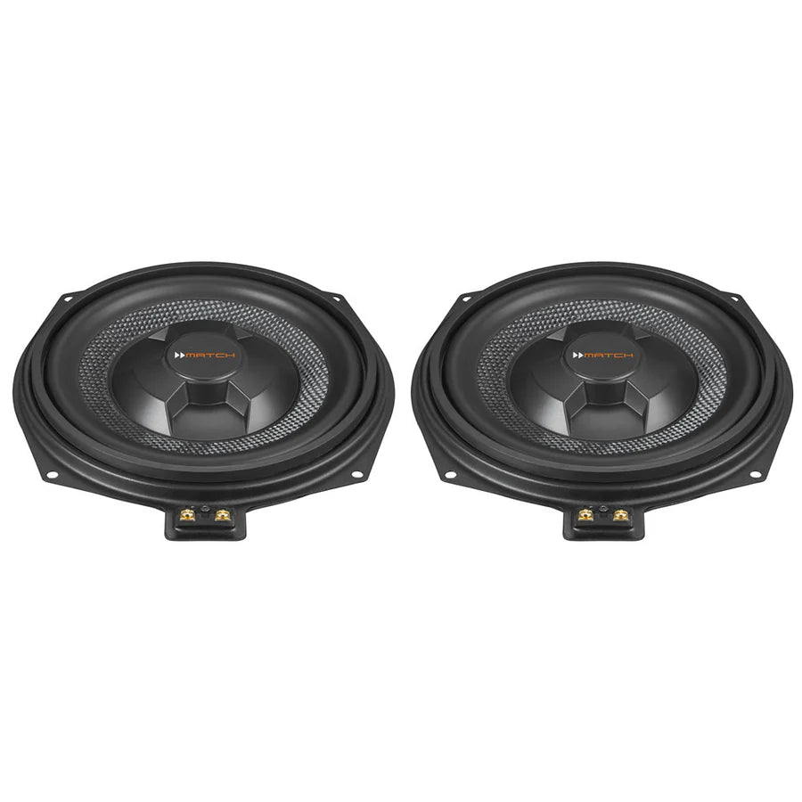 MATCH UP W8BMW-S 8” plug and play under-seat flat subwoofer pair for BMW & MINI | 2Ω – by MC Audio Sydney