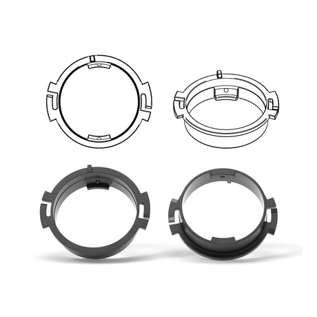 HELIX FlexMount CFMK25 speaker adapter rear view with mounting geometry – by MC Audio Sydney