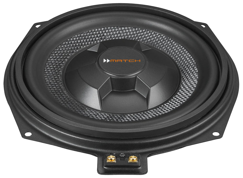 MATCH UP W8BMW-S rear motor and terminal detail 8 inch flat subwoofer 2Ω – by MC Audio Sydney