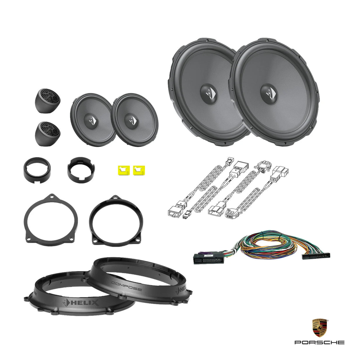 Plug and play HELIX Ci3 front speaker and DSP amplifier upgrade for Porsche Boxster 982 718 BOSE – Package 2 – MC Audio Sydney