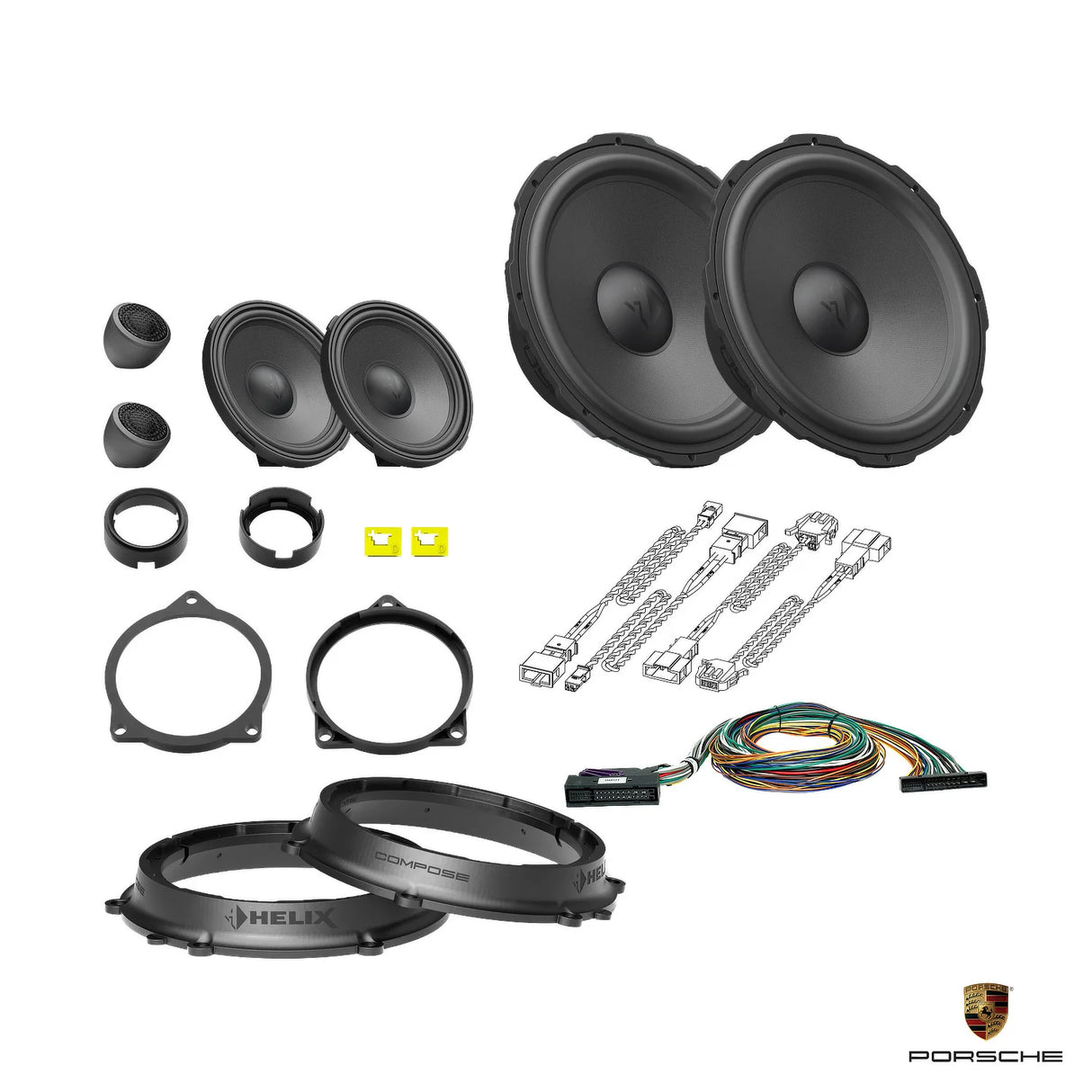 Plug and play HELIX Ci7 front speaker upgrade with DSP amplifier for Porsche Boxster 982 718 BOSE – MC Audio Sydney