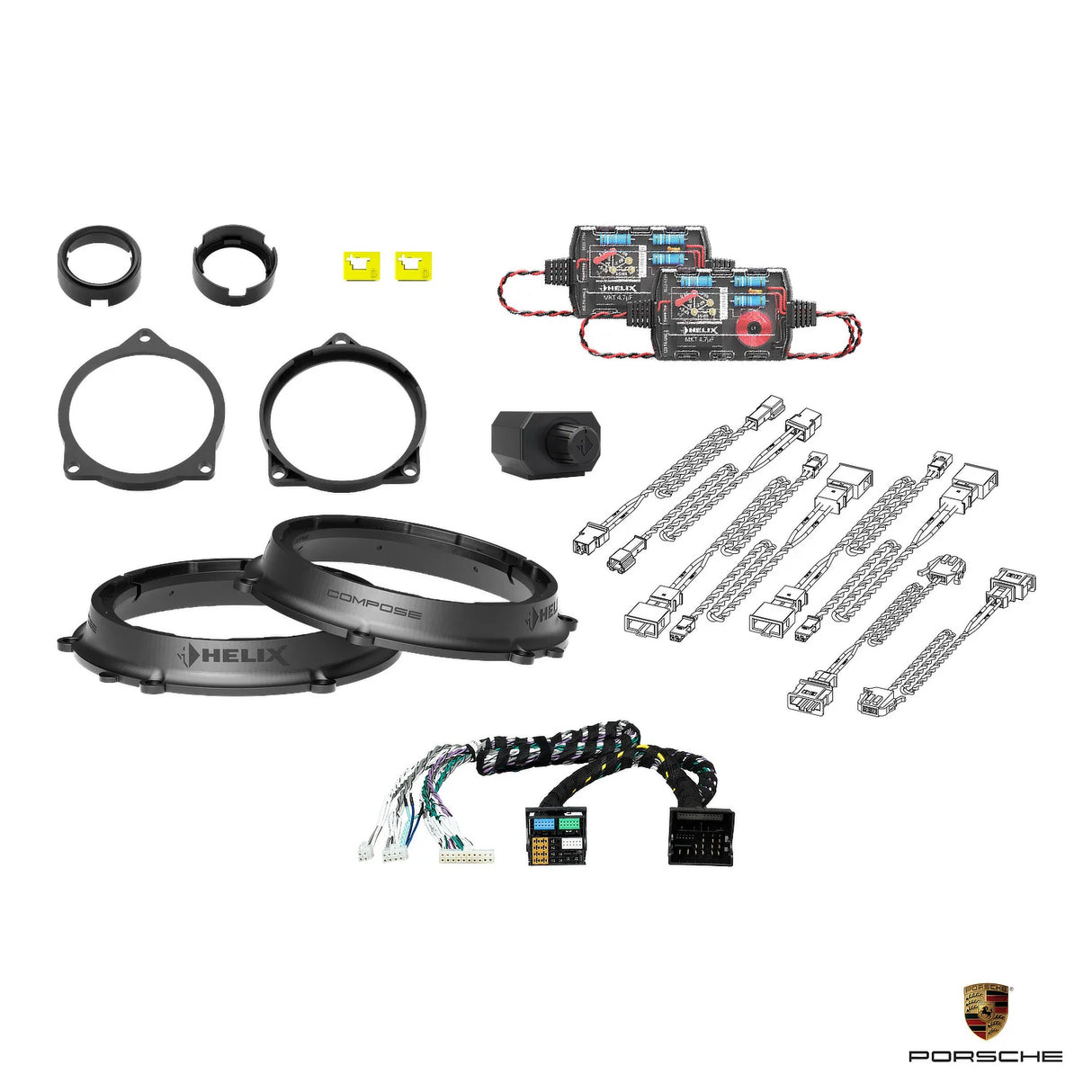 Plug and play HELIX Ci3 front speaker, subwoofer and DSP amplifier upgrade for Porsche Cayenne 9YA 536 – MC Audio Sydney