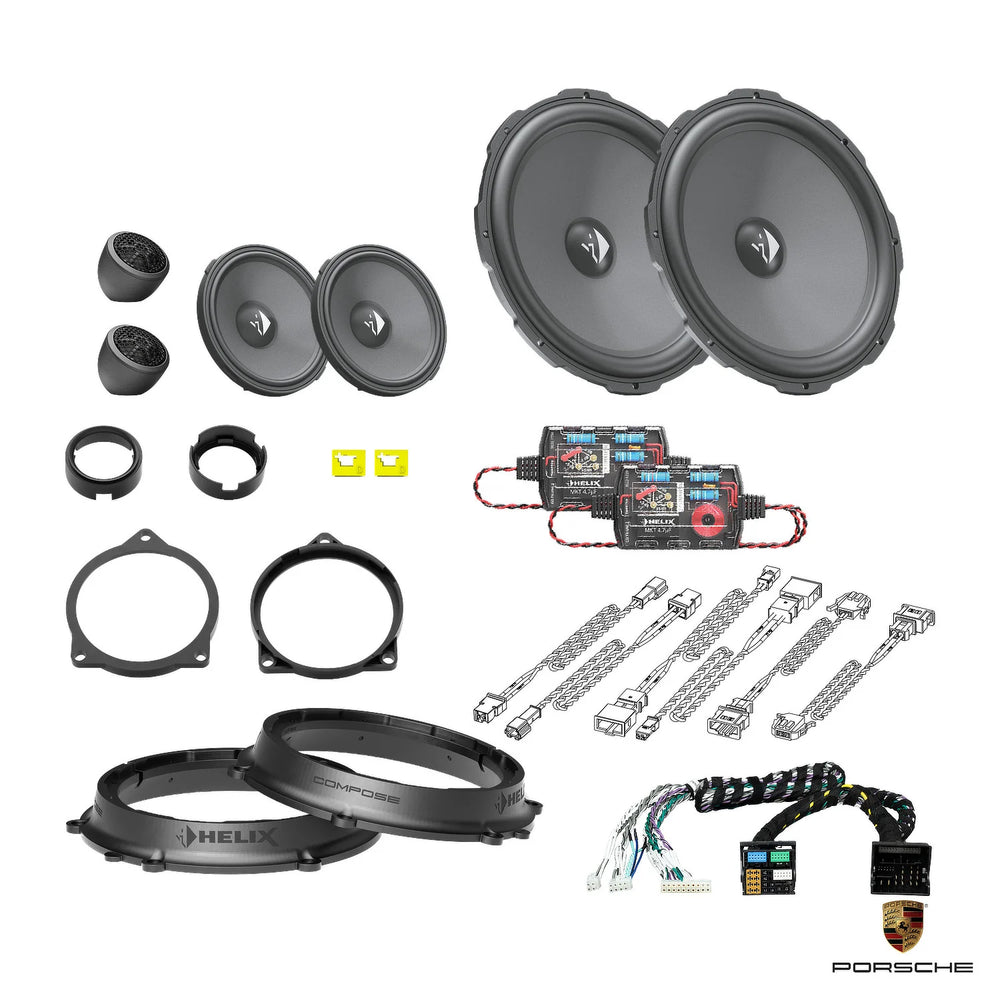 Plug and play HELIX Ci3 front speaker upgrade with DSP amplifier for Porsche Cayenne 9YA 536 – MC Audio Sydney