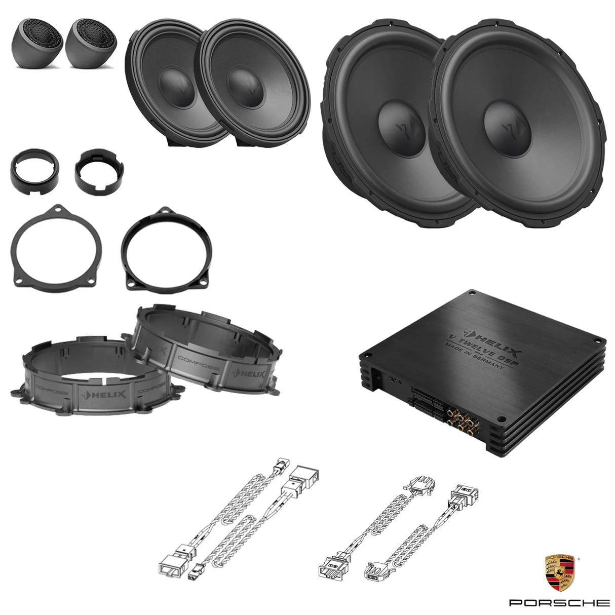 Plug and play HELIX Ci7 front speaker upgrade with DSP amplifier for Porsche Taycan BOSE – MC Audio Sydney