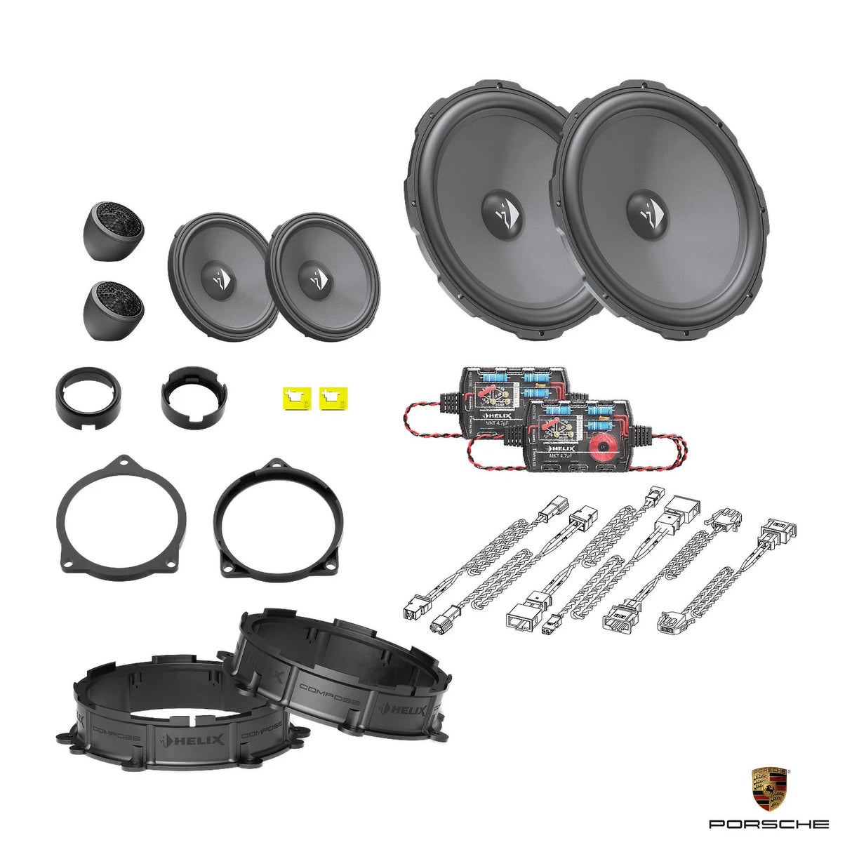 Plug and play HELIX Ci3 front speaker upgrade for Porsche Taycan OEM audio system – MC Audio Sydney