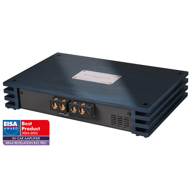 BRAX REVELATION RX2 PRO Founders Edition 2 channel high-end Class D amplifier front view – by MC Audio Sydney