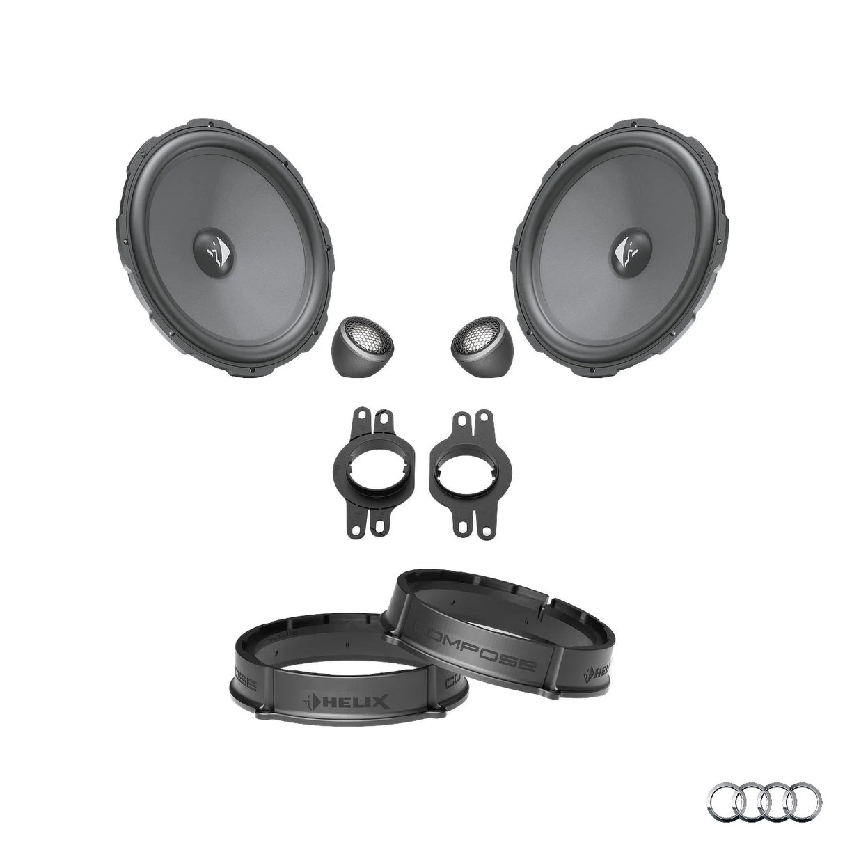 ALT text: HELIX Ci3 Ci5 front speaker upgrade package for Audi A4 B9 factory audio system – MC Audio Sydney