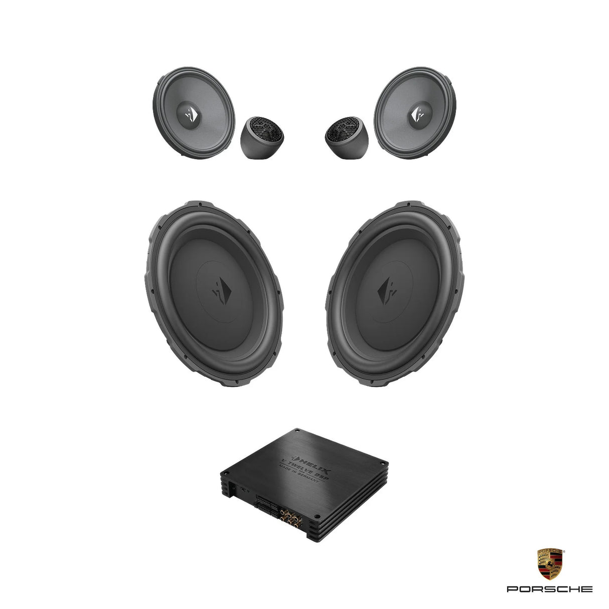 HELIX Ci3 and Ci5 front speaker DSP amplified package with extra bass for Porsche Boxster 982 718 BOSE – MC Audio Sydney