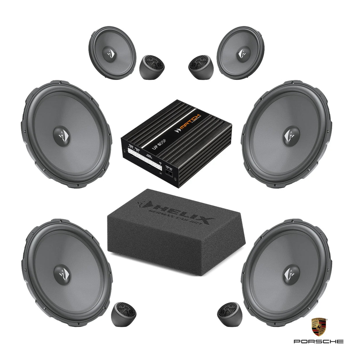 HELIX Ci3 speaker, subwoofer and DSP amplified package for Porsche Cayenne 9YA 536 – MC Audio Sydney