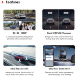 VIOFO A229 PLUS 2CH Dual Channel 2K Front + 2K Rear HDR Dashcam System with Dual Sony STARVIS 2 Sensors