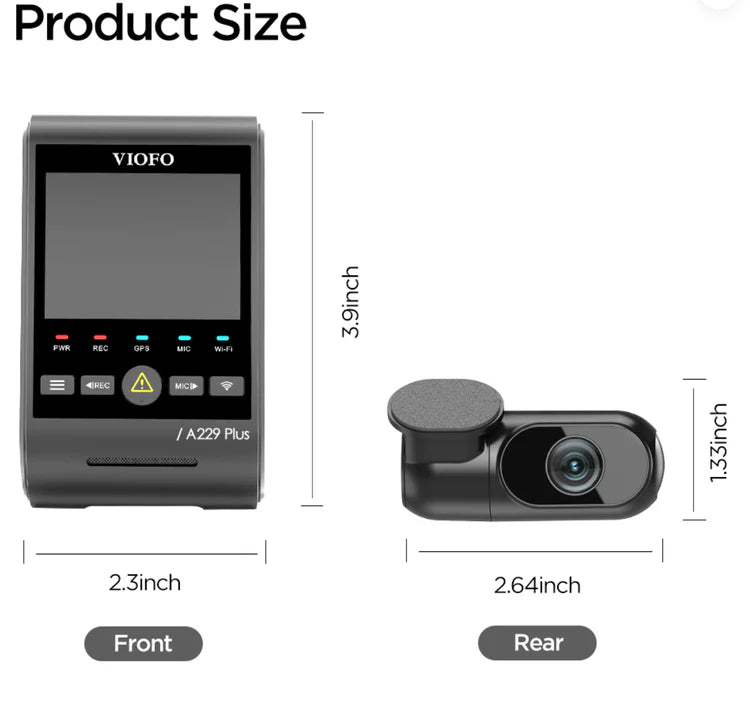 VIOFO A229 PLUS 2CH Dual Channel 2K Front + 2K Rear HDR Dashcam System with Dual Sony STARVIS 2 Sensors